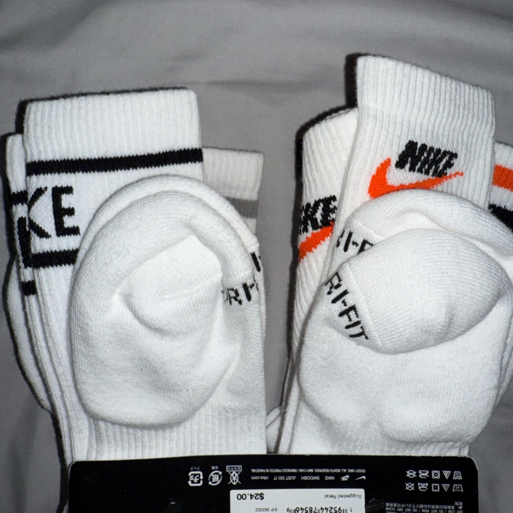 Nike White Crew Socks with Black Details - Picture 2 of 3